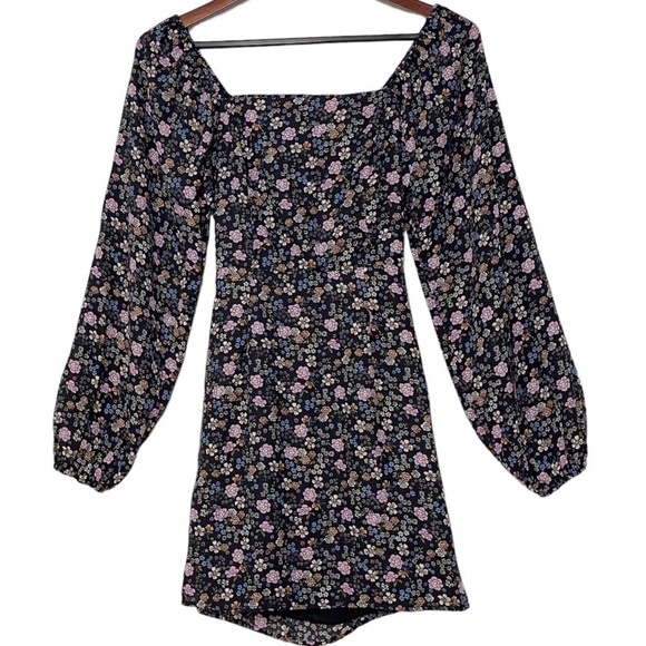 Anthropologie All in Favor square neck open back long sleeves mini dress size XS - Picture 7 of 10